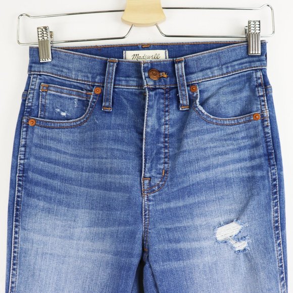 NEW Madewell 10-Inch High Rise Distressed Skinny Jeans Whitlow Wash Blue 24 - Picture 8 of 9